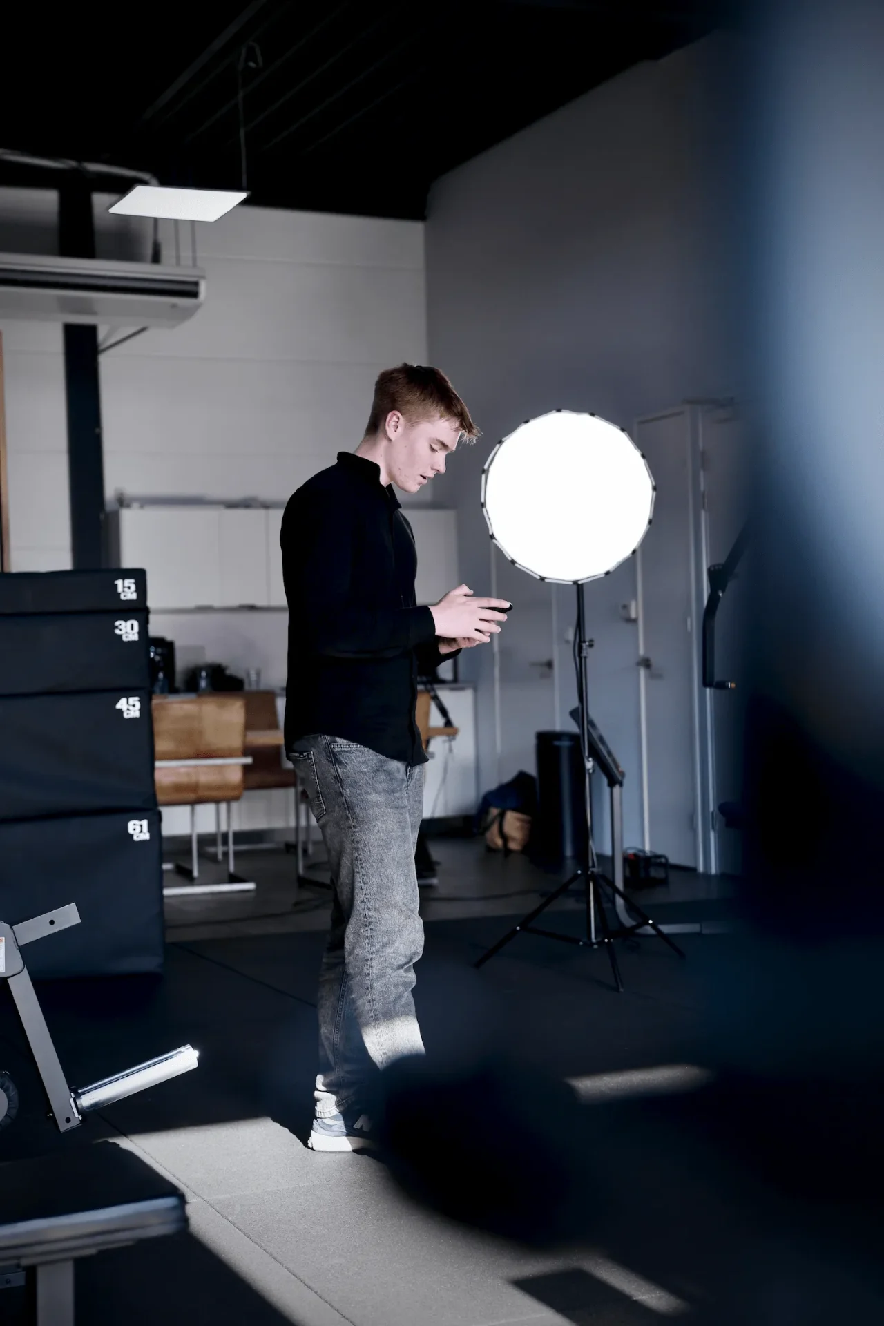 Studiosetting met professionele verlichting